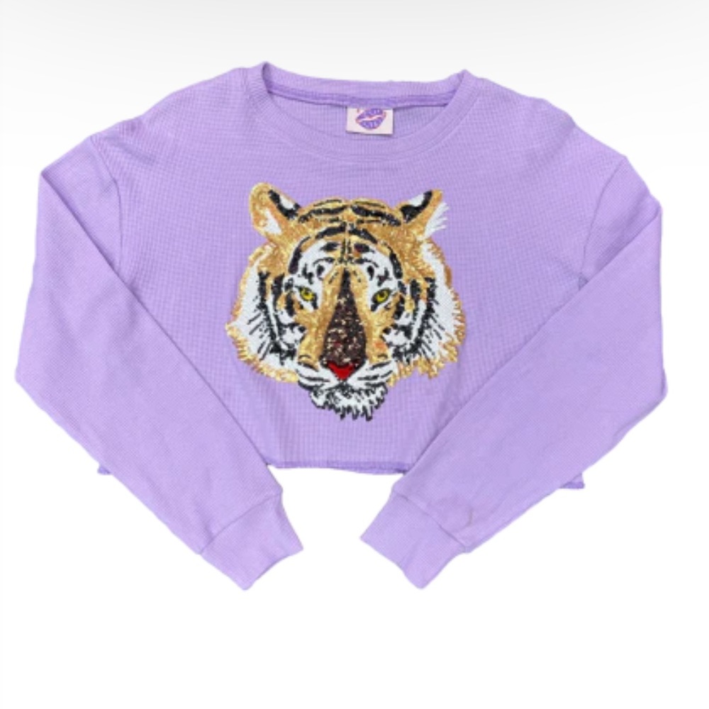 NWT Sparkle City Lavender Tiger Waffle Crop